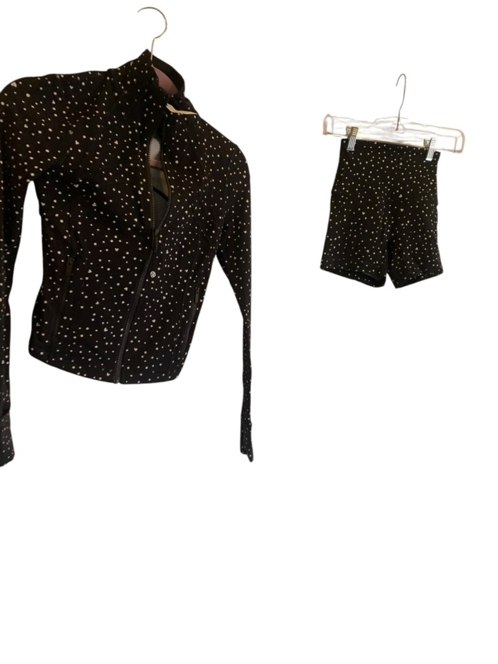 NWT Lululemon define cropped & align shorts set HEART SCATTER DOT BLACK Size 2